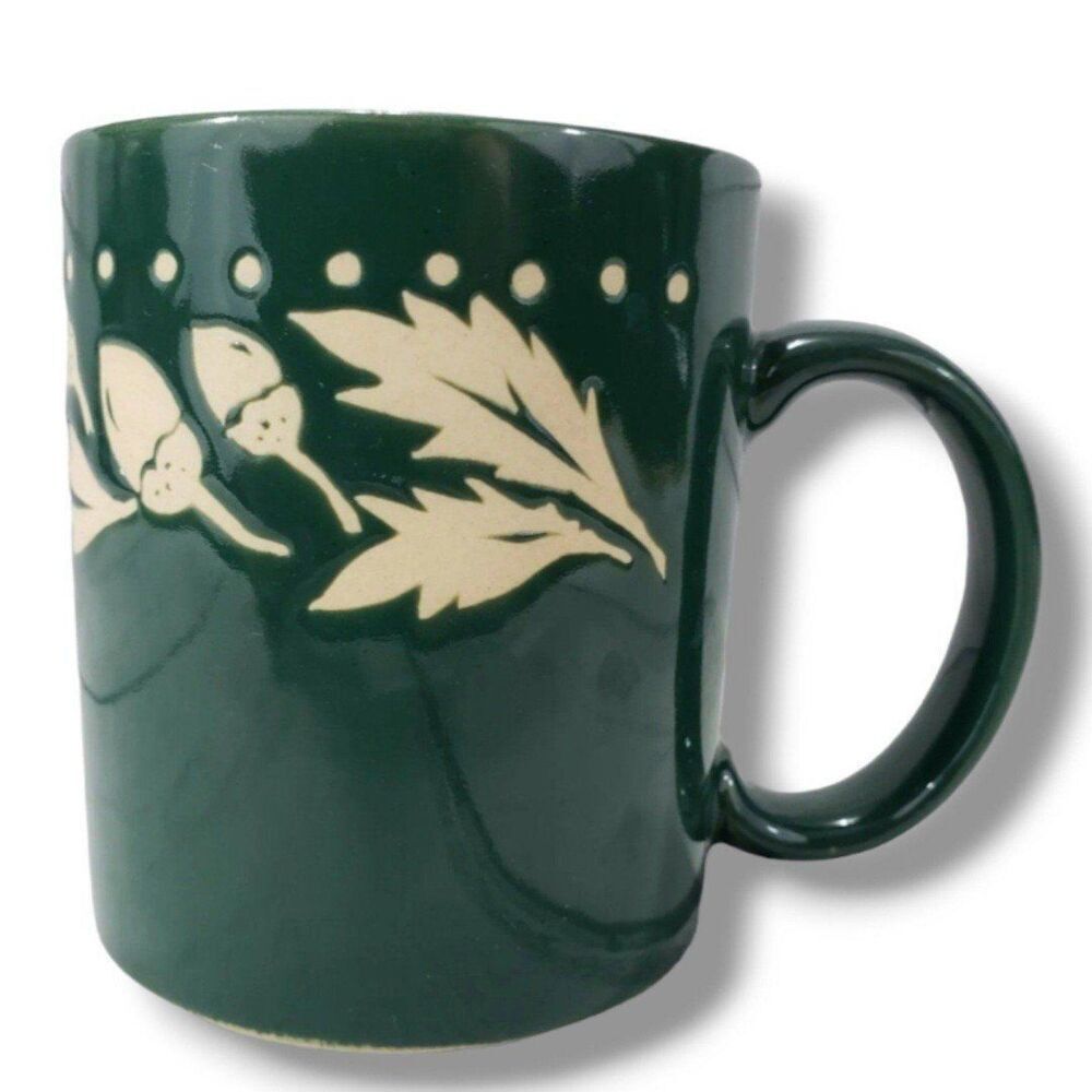 Vintage L.L. Bean Mug Coffee Mug Tea Green Acorn Leaf Made In Japan Vintage Mug